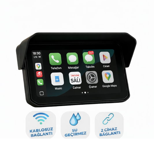 MotoEkran® Su Geçirmez Kablosuz CarPlay & Android Auto Ekranı